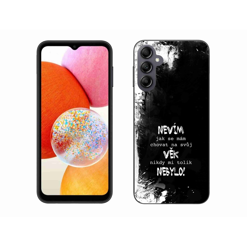 Gelový kryt mmCase na Samsung Galaxy A14 4G/5G - vtipný text 14 černé pozadí