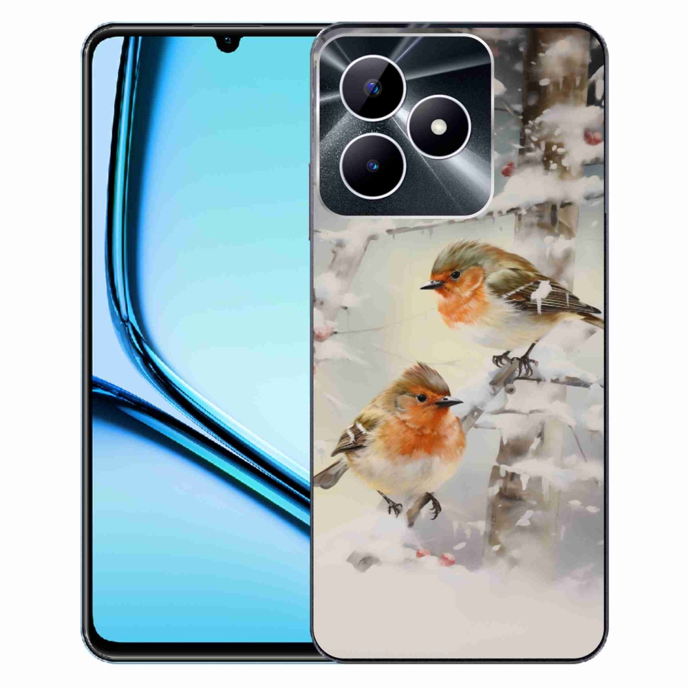 Gelový kryt mmCase na Realme Note 50 - ptáčci v zimě