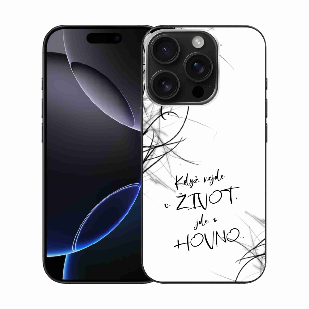 Gelový kryt mmCase na iPhone 16 Pro - vtipný text 16 bílé pozadí