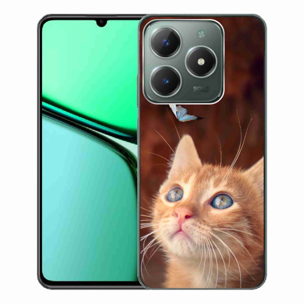 Gelový kryt mmCase na Realme C61 - motýl a kotě