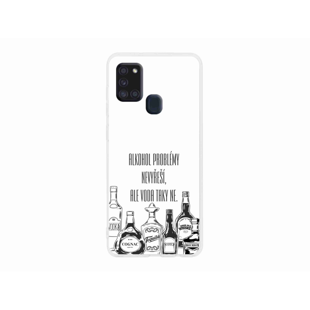 Gelový kryt mmCase na Samsung Galaxy A21s - vtipný text bílé pozadí