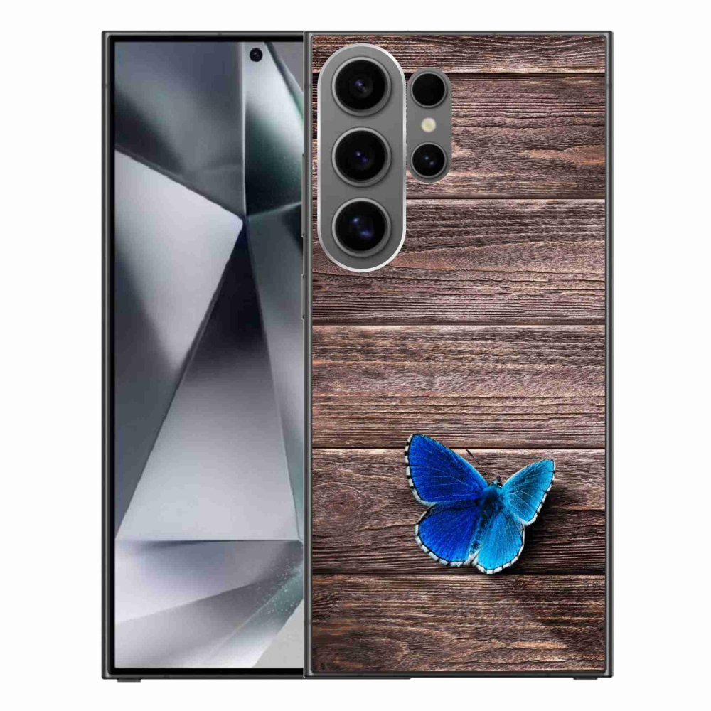 Gelový kryt mmCase na Samsung Galaxy S24 Ultra - modrý motýl 1