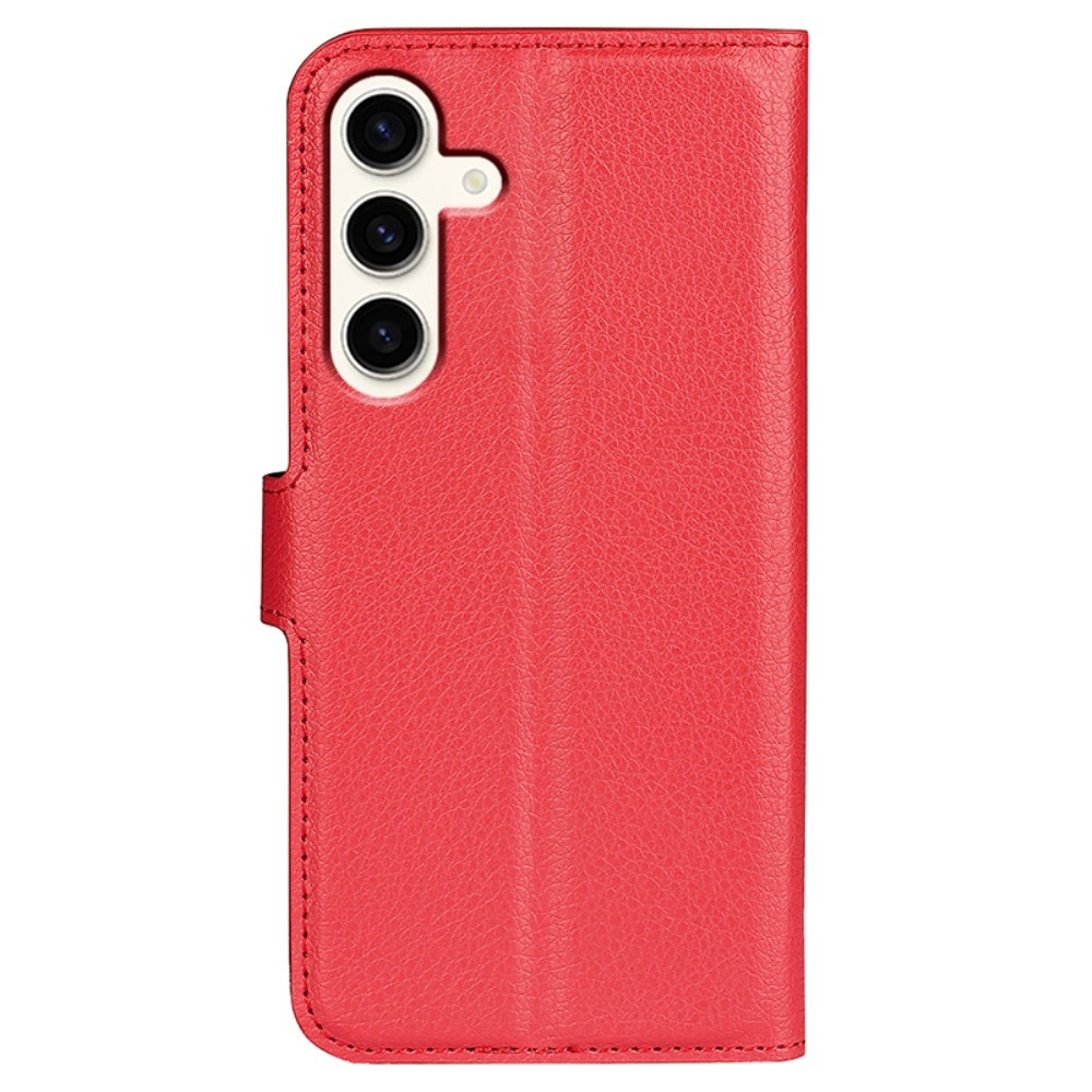 Litchi knížkové pouzdro na Samsung Galaxy S24+ - červené