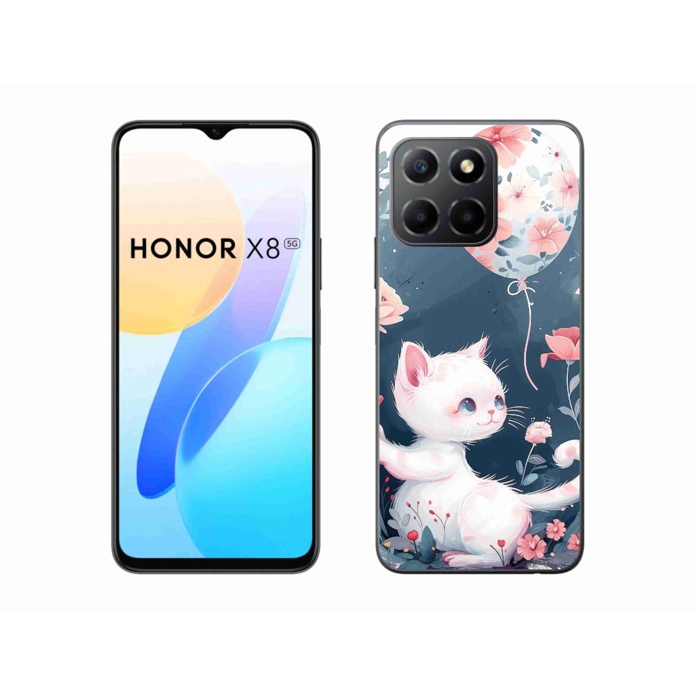Gelový kryt mmCase na Honor X8 5G - kotě s balónkem