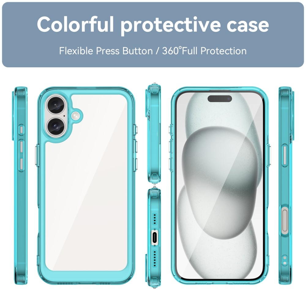 Gelový obal s pevnými zády na iPhone 16 - světlemodrý
