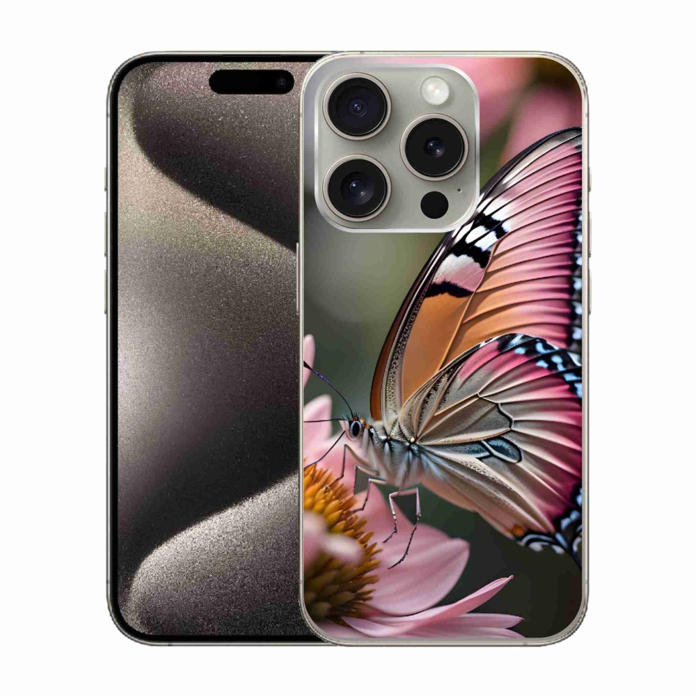 Gelový kryt mmCase na iPhone 15 Pro - barevný motýl