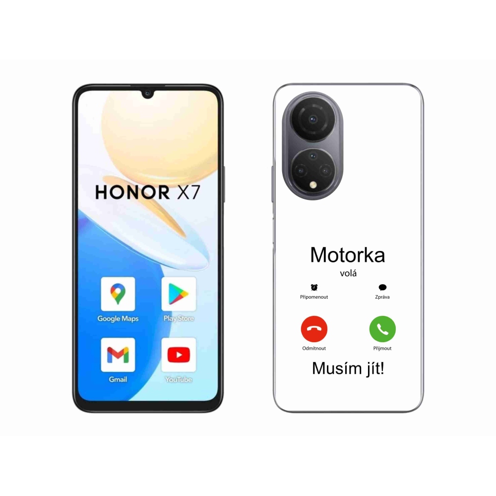 Gelový kryt mmCase na Honor X7 - motorka volá bílé pozadí