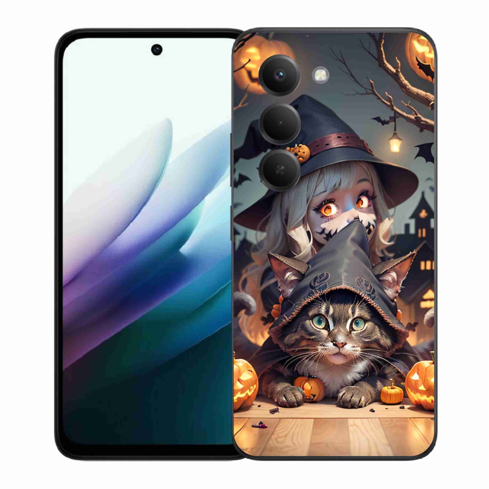 Gelový kryt mmCase na Xiaomi Redmi 15 4G/5G (171mm) - čarodějnice s kočkou