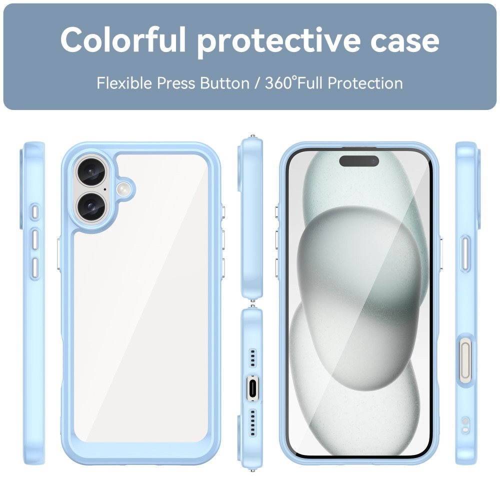 Gelový obal s pevnými zády na iPhone 16 - modrý
