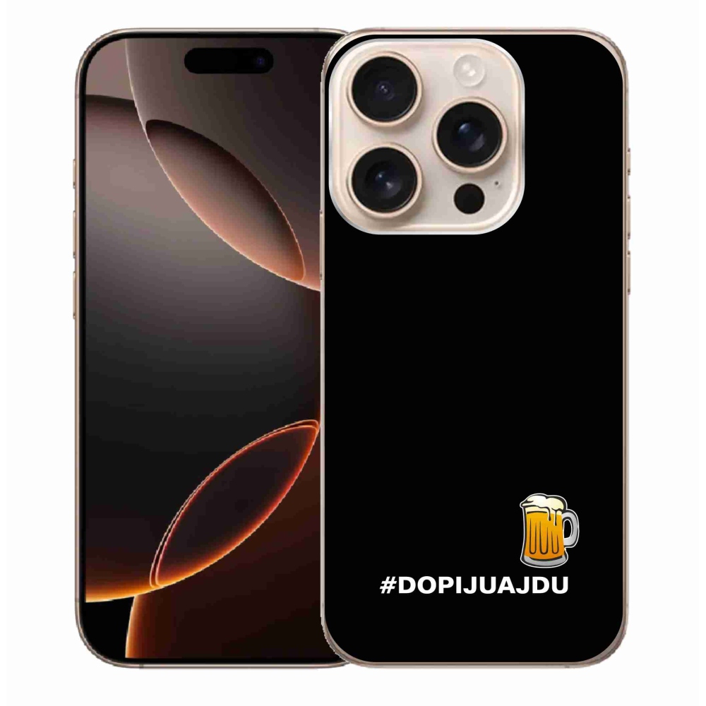 Gelový kryt mmCase na iPhone 16 Pro Max - pivní motiv 1 černé pozadí