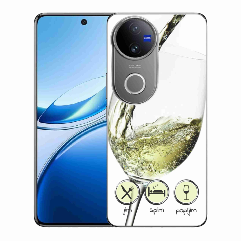 Gelový kryt mmCase na Vivo V50 5G - sklenička vína bílé