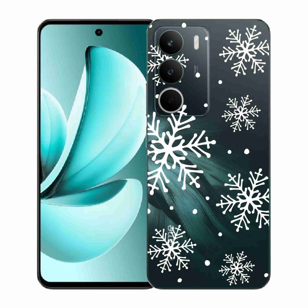 Gelový kryt mmCase na Realme C71 - bílé vločky na průhledném pozadí