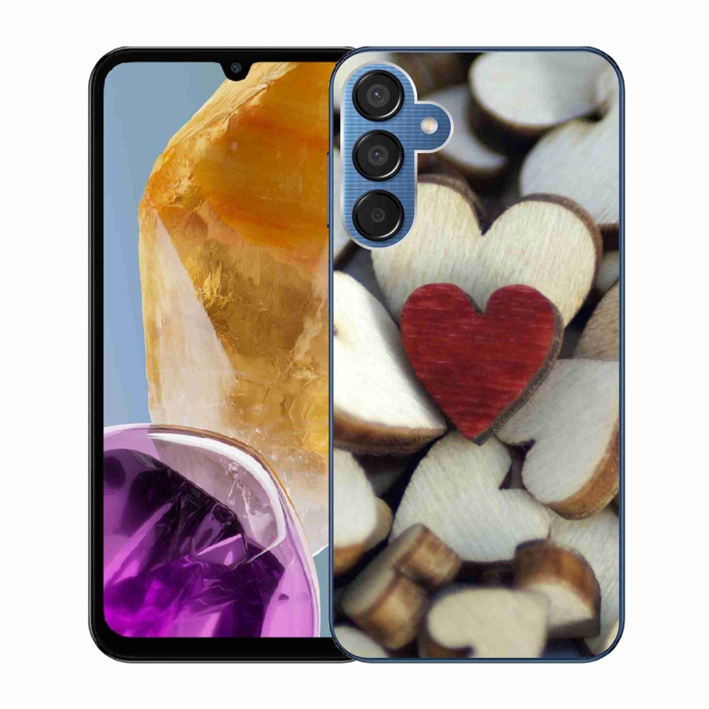 Gelový kryt mmCase na Samsung Galaxy M15 5G - gravírované červené srdce 