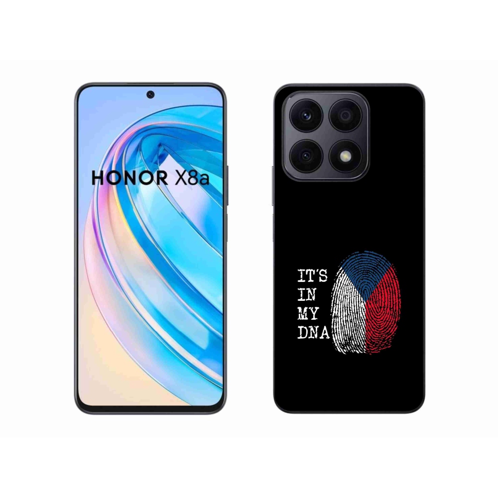 Gelový kryt mmCase na Honor X8a - vlajka otisk prstu černé pozadí