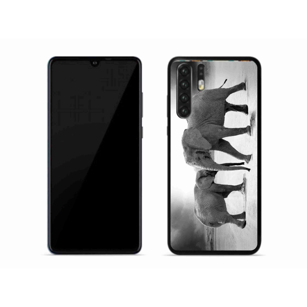 Gelový kryt mmCase na mobil Huawei P30 Pro - černobílí sloni