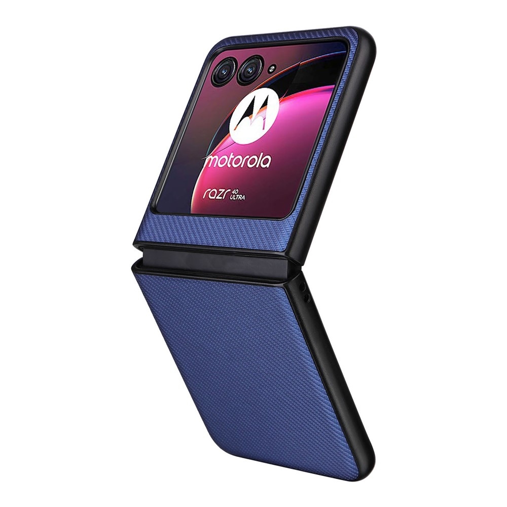Textury plastový kryt s umělou kůží na Motorola Razr 40 Ultra 5G - modrý