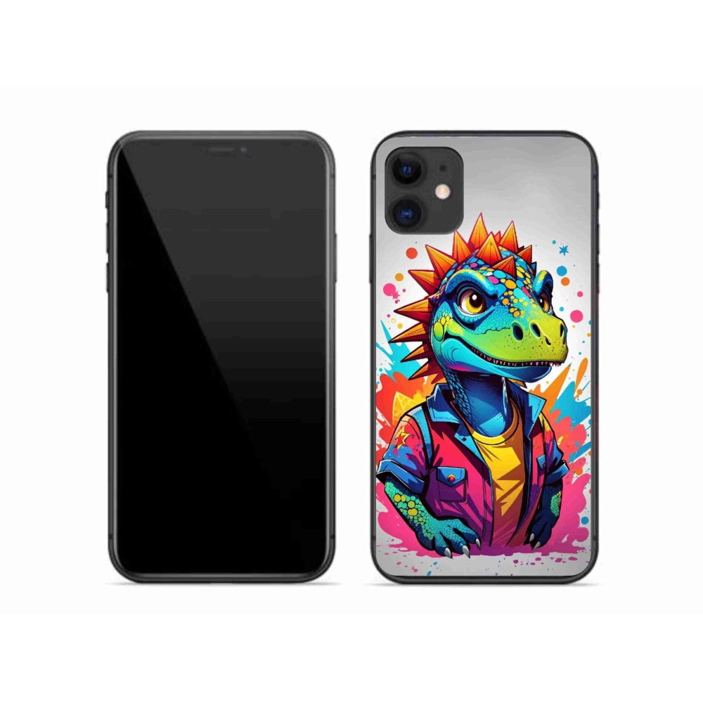 Gelový kryt mmCase na iPhone 11 - barevný dinosaurus