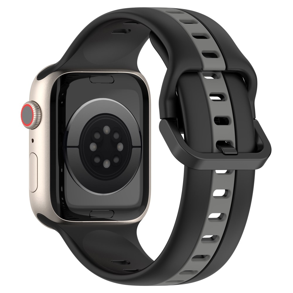 Strap silikonový řemínek na Apple Watch Ultra/Ultra 2 49mm/SE/SE 2022/2023 44mm/9/8/7 45mm/6/5/4 44mm/3/2/1 42 mm - černý/šedý