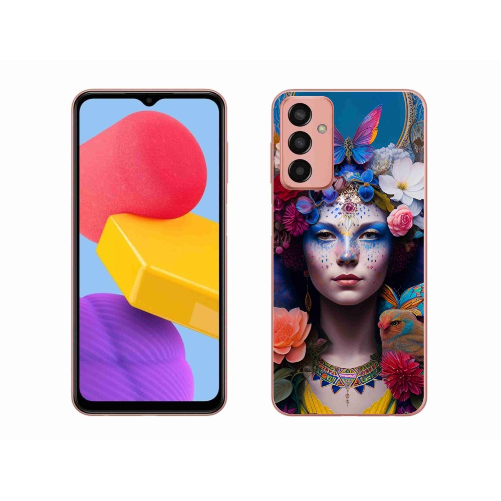 Gelový kryt mmCase na Samsung Galaxy M13 - žena s květinami