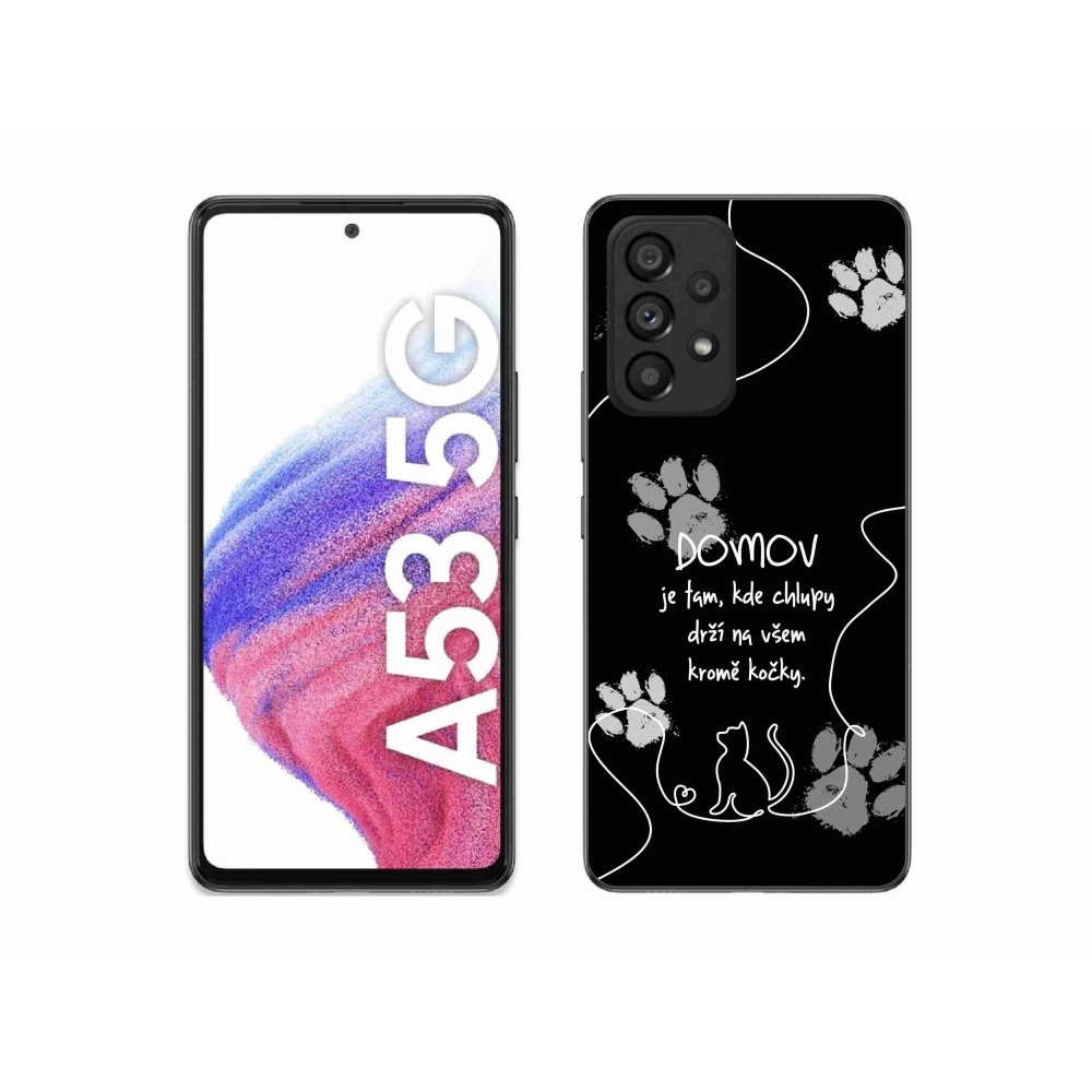 Gelový kryt mmCase na Samsung Galaxy A53 5G - kočičí motiv černé pozadí