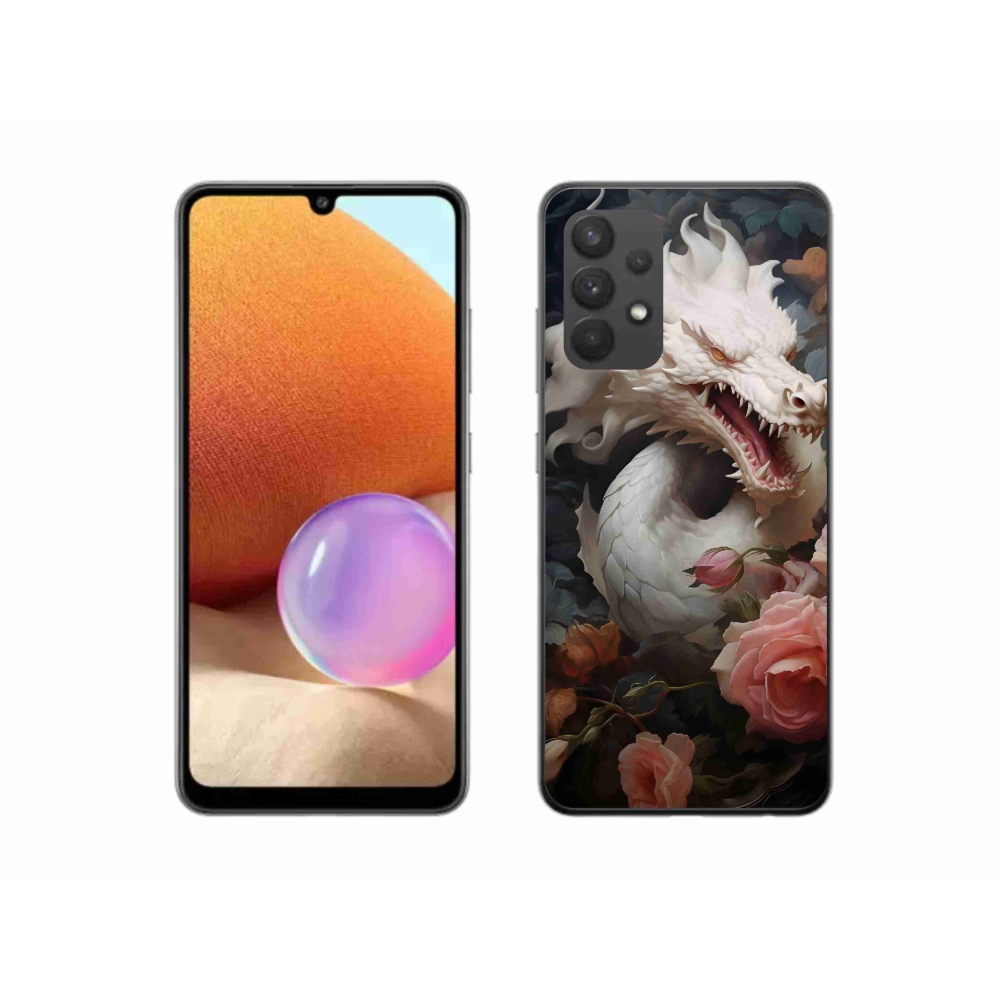 Gelový kryt mmCase na Samsung Galaxy A32 4G - bílý drak