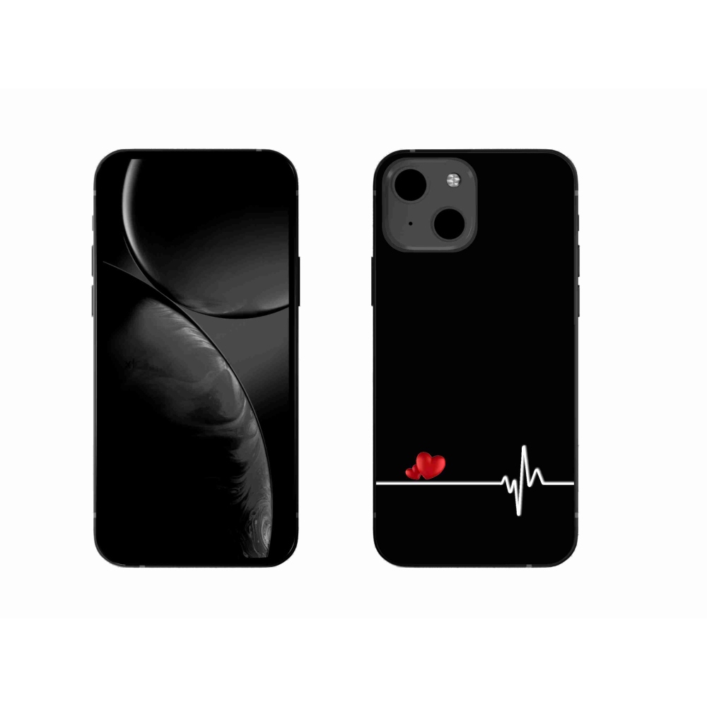 Gelový kryt mmCase na iPhone 13 6.1 - srdce a tep černé pozadí