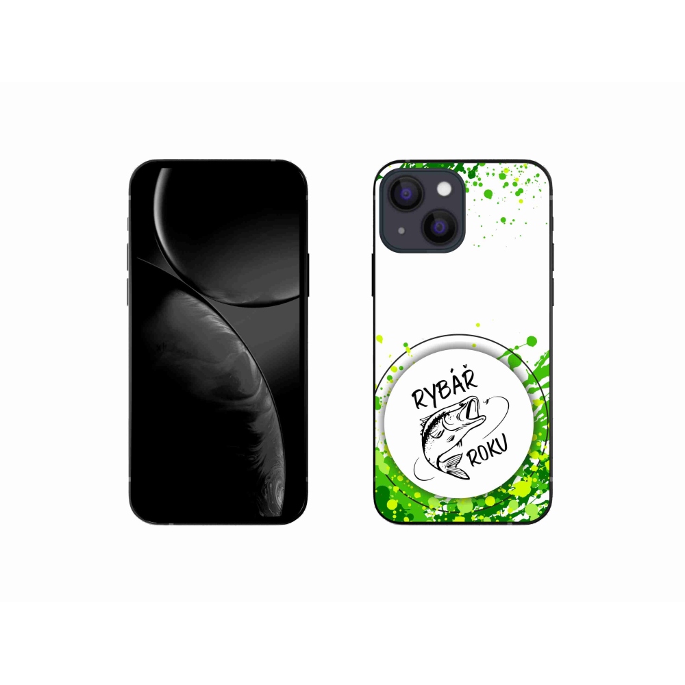 Gelový kryt mmCase na iPhone 13 mini 5.4 - rybář roku bílé pozadí
