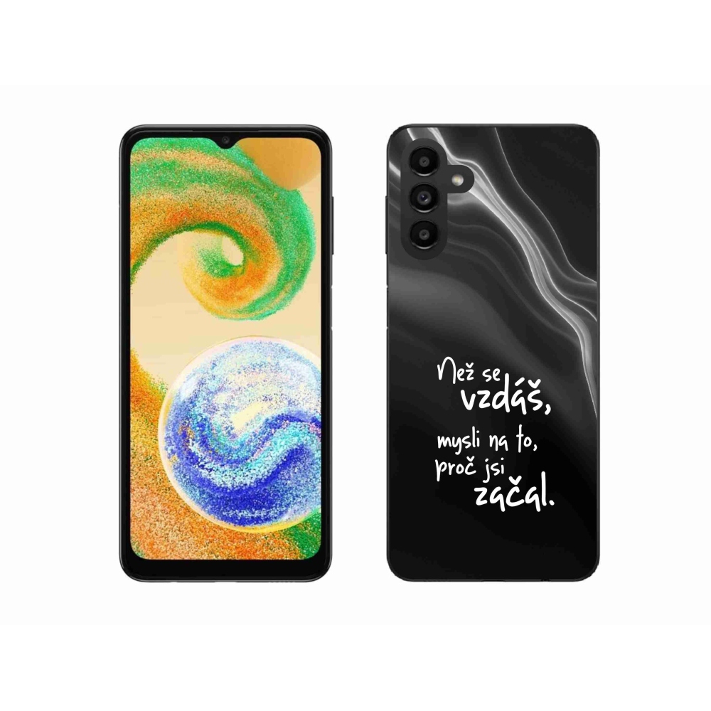 Gelový kryt mmCase na Samsung Galaxy A04s (164.7x76.7x9.1mm) - citát 2 černé pozadí