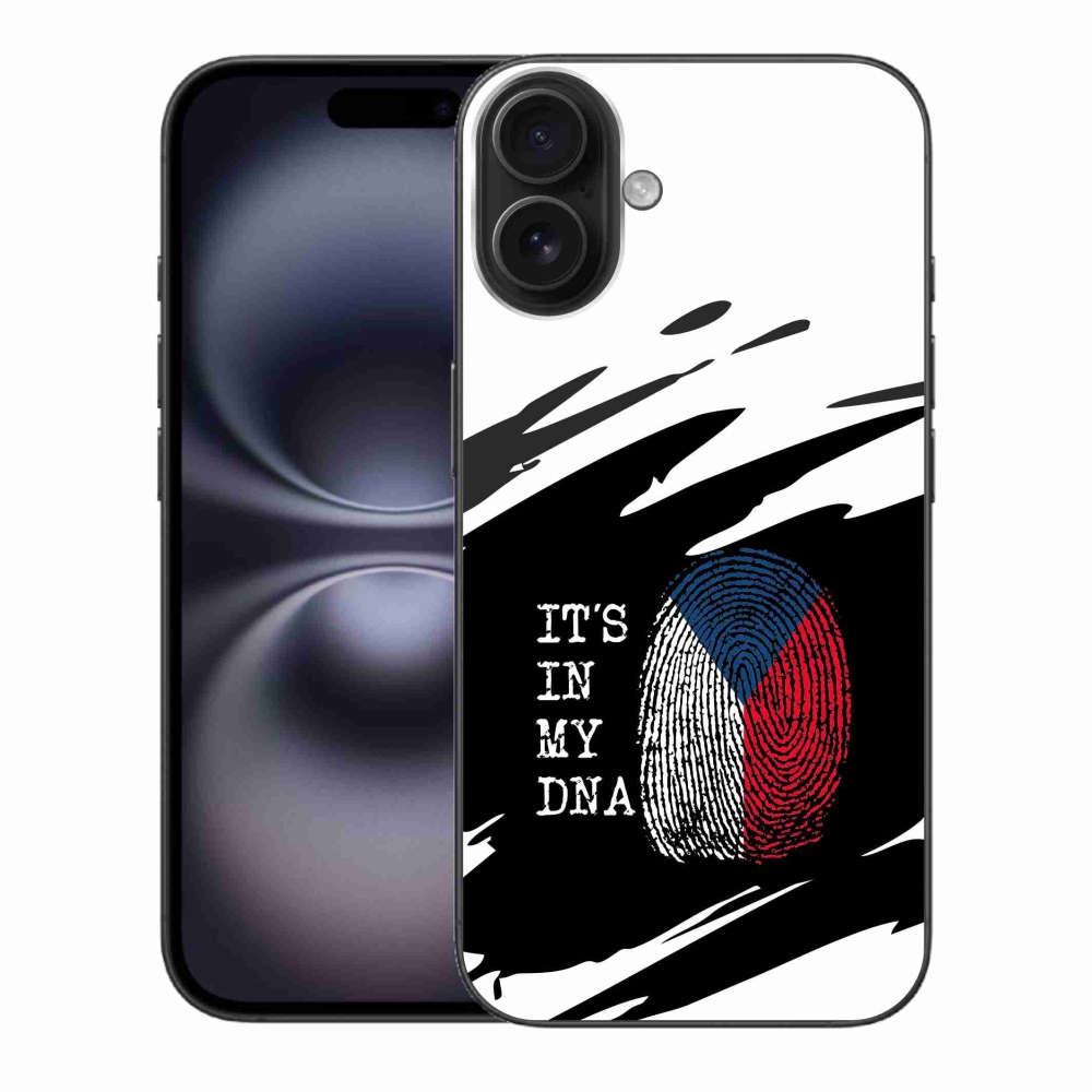 Gelový kryt mmCase na iPhone 16 Plus - vlajka otisk prstu černobílé pozadí