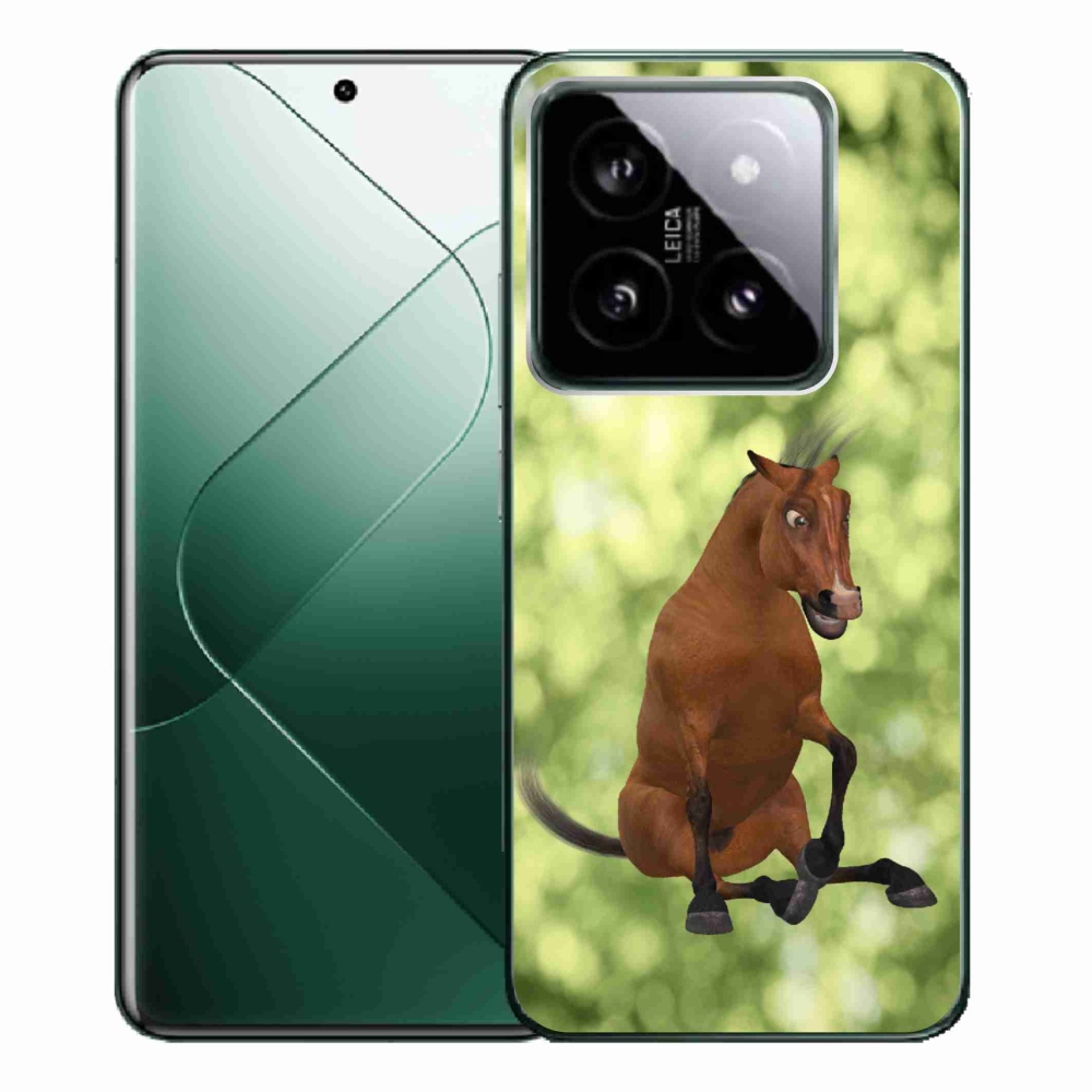 Gelový kryt mmCase na Xiaomi 14 Pro - hnědý kreslený kůň 1