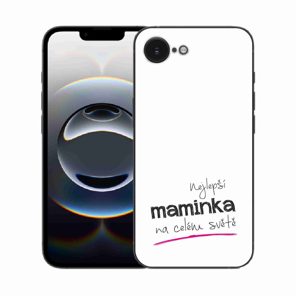 Gelový kryt mmCase na iPhone 16e - nejlepší maminka 4 bílé pozadí