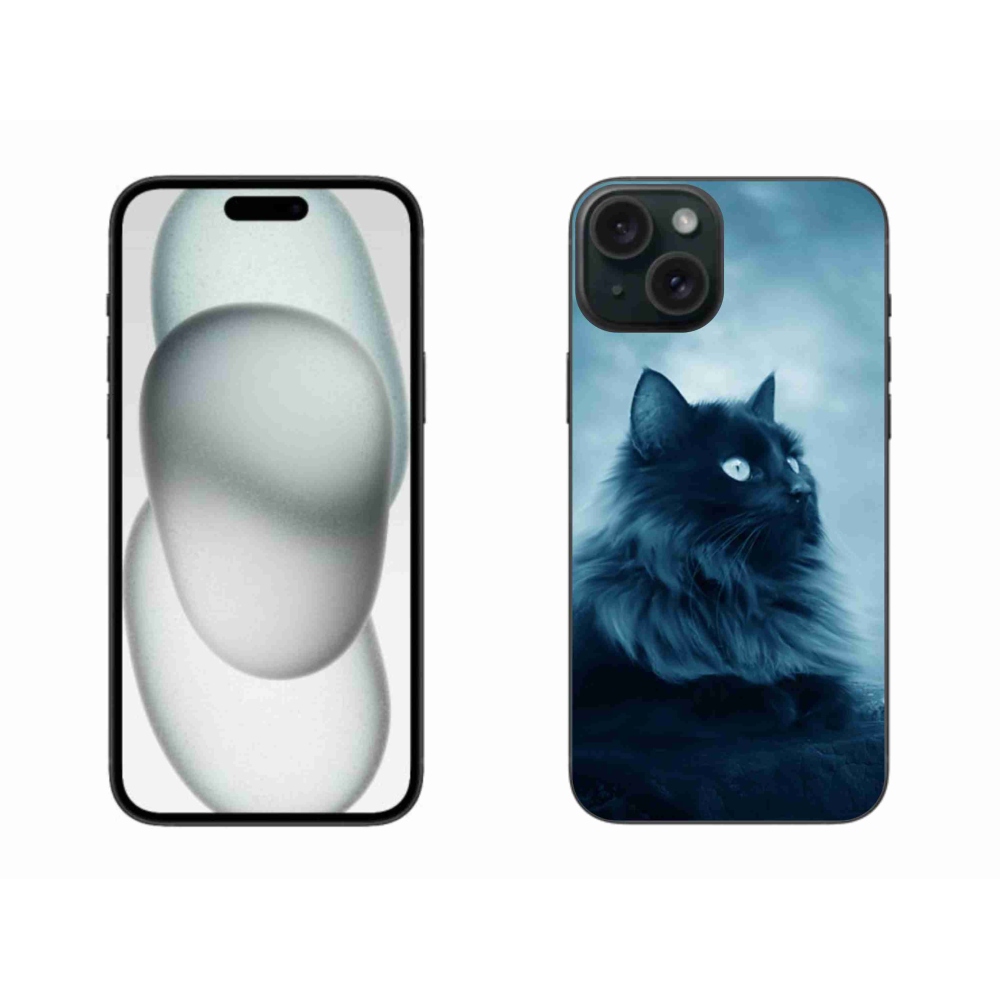 Gelový obal mmCase na iPhone 15 Plus - černá kočka 1