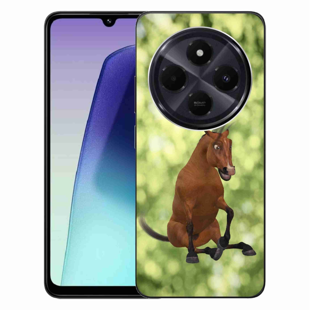Gelový kryt mmCase na Xiaomi Redmi 14C/Poco C75 - hnědý kreslený kůň 1