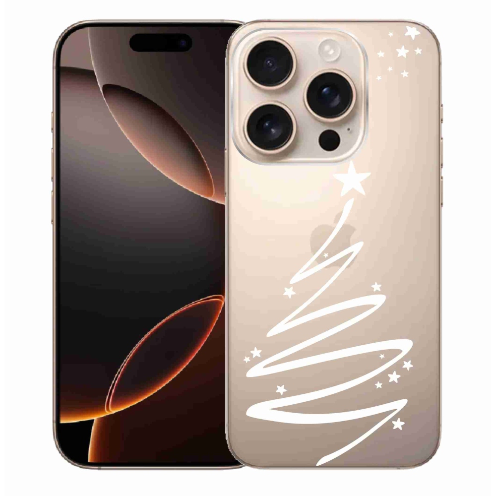 Gelový kryt mmCase na iPhone 16 Pro Max - bílý stromeček na průhledném pozadí