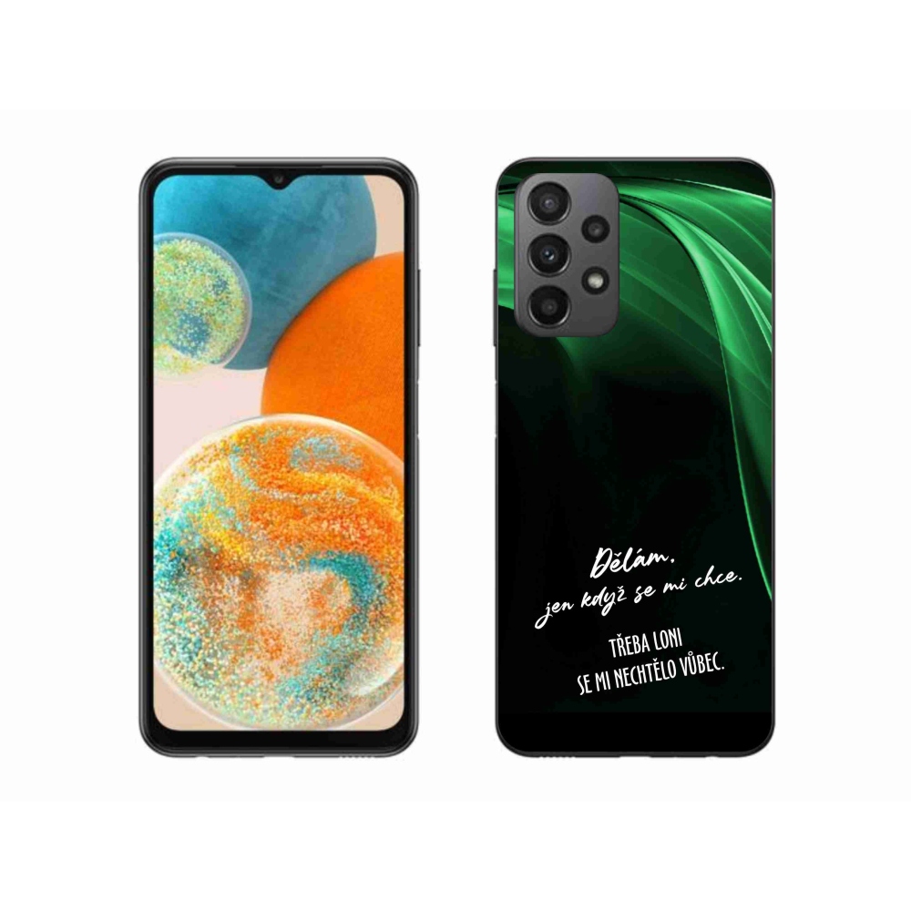 Gelový kryt mmCase na Samsung Galaxy A23 4G/5G - vtipný text 12 černé pozadí