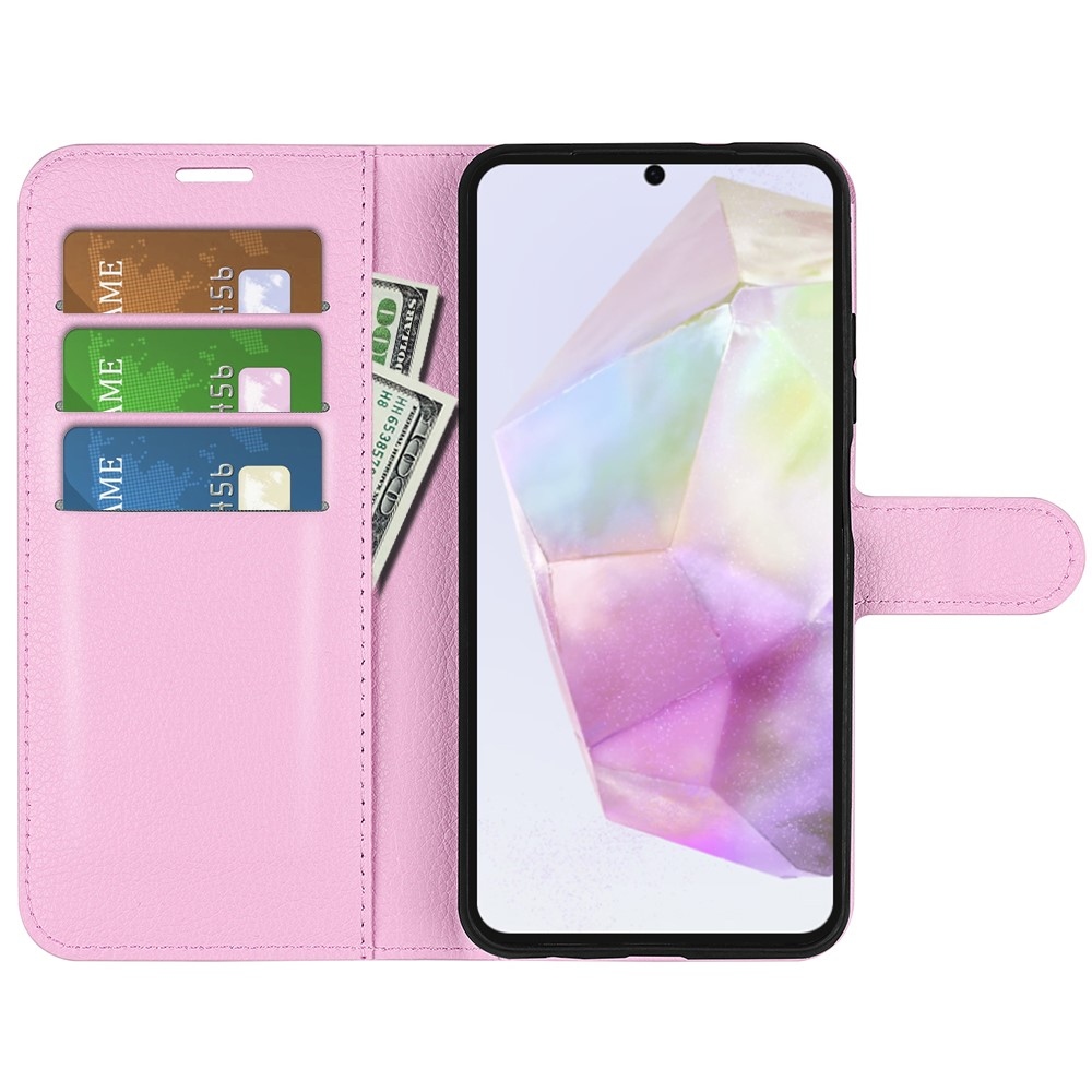 Litchi knížkové pouzdro na Samsung Galaxy A36 5G - růžové
