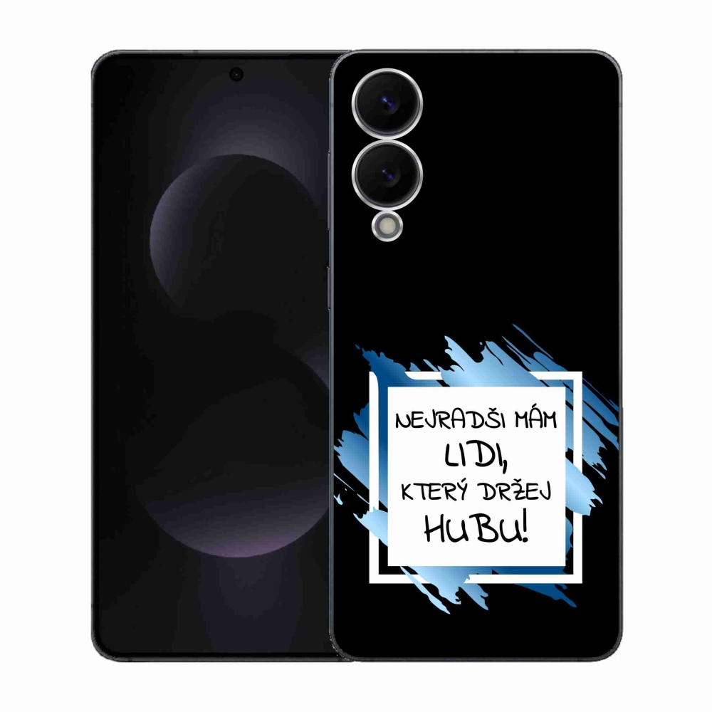 Gelový kryt mmCase na Samsung Galaxy S25 Edge - vtipný text 7 bíločerné pozadí