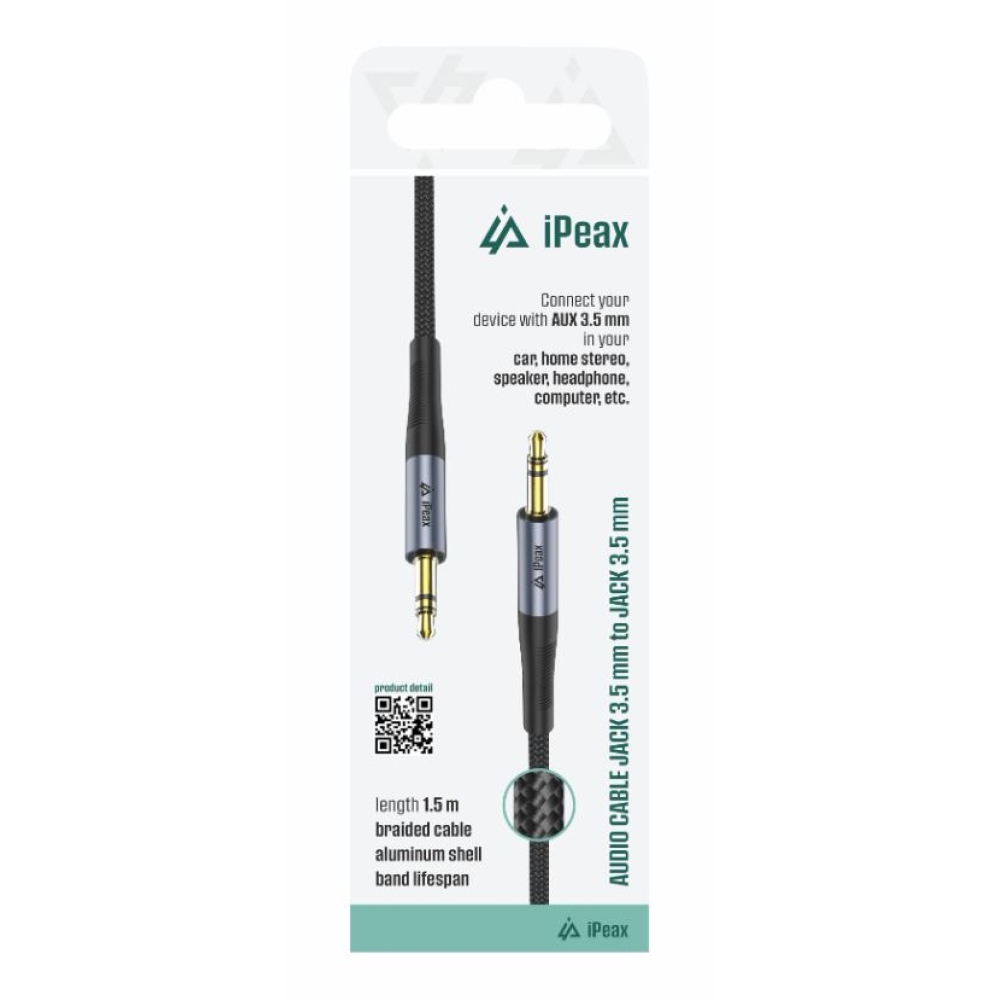 iPEAX Adaptér 3,5 mm jack / 3,5 mm jack 1,5 m - černý