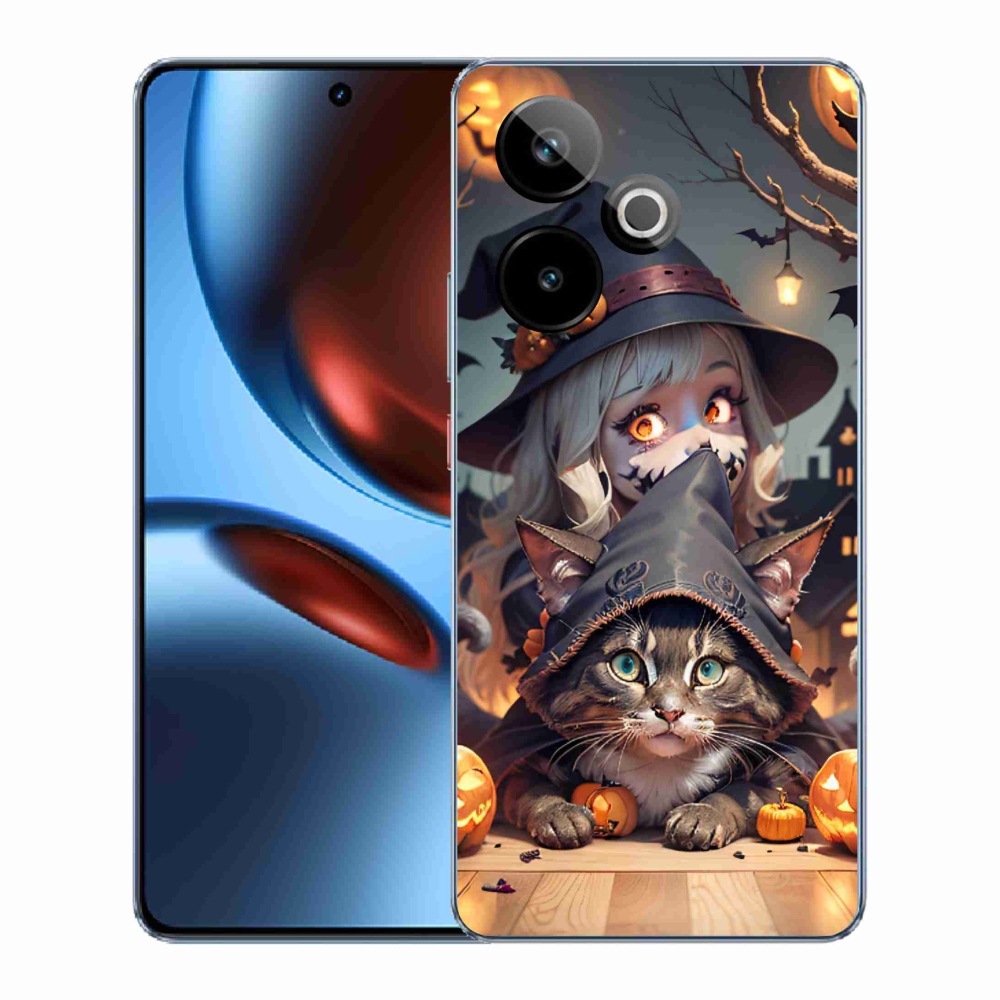 Gelový kryt mmCase na Realme GT 7 5G/GT 7T 5G - čarodějnice s kočkou