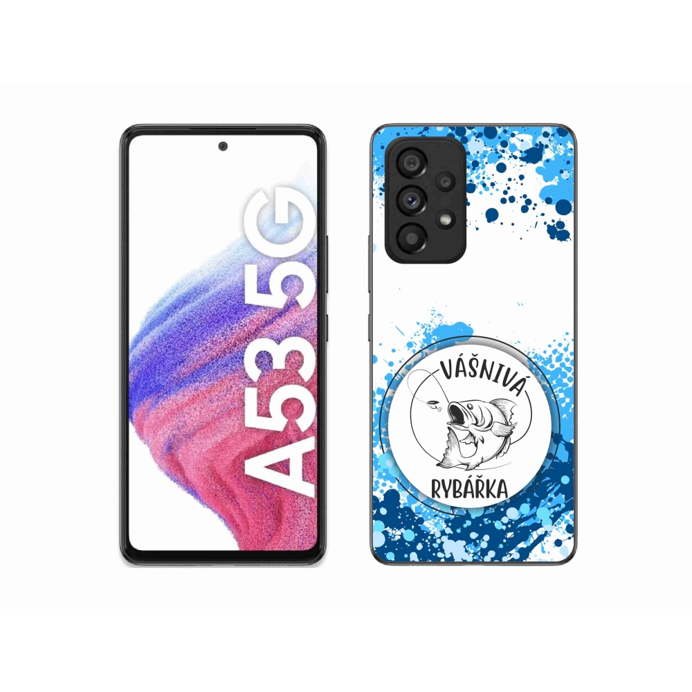 Gelový kryt mmCase na Samsung Galaxy A53 5G - vášnivá rybářka bílé pozadí