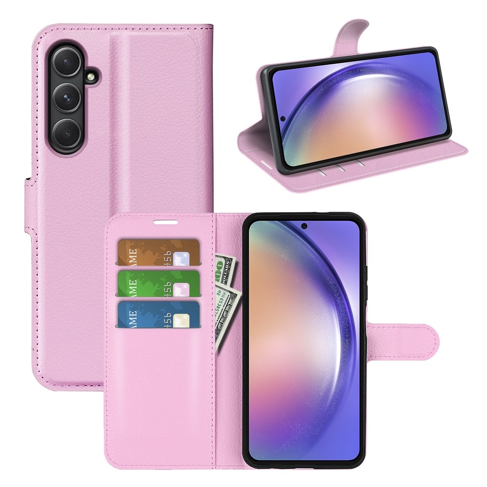 Litchi knížkové pouzdro na Samsung Galaxy A55 5G - růžové