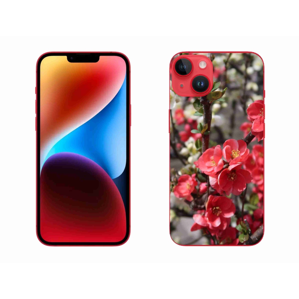 Gelový kryt mmCase na iPhone 14 Plus - červené květy
