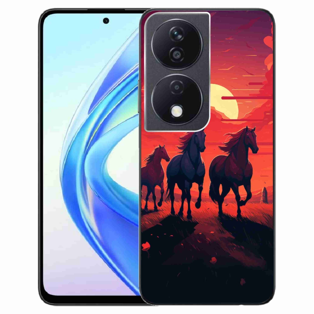 Gelový kryt mmCase na Honor X7b/Honor 90 Smart - koně a západ slunce