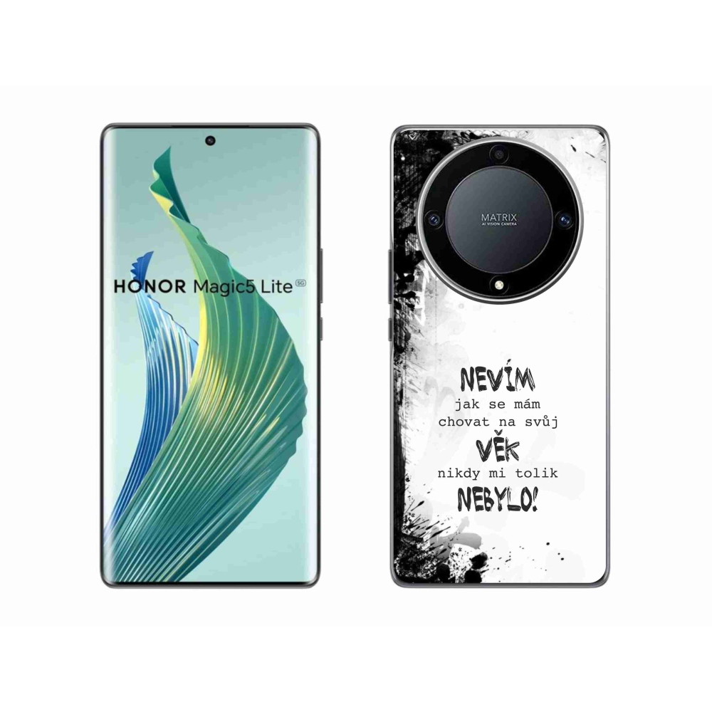 Gelový kryt mmCase na Honor Magic 5 Lite 5G - vtipný text 14 bílé pozadí