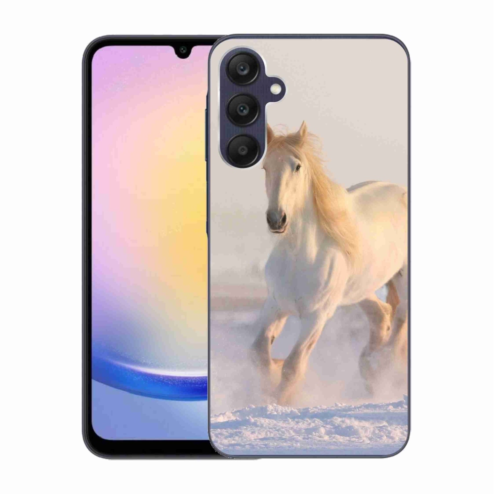 Gelový obal mmCase na Samsung Galaxy A25 5G - kůň ve sněhu