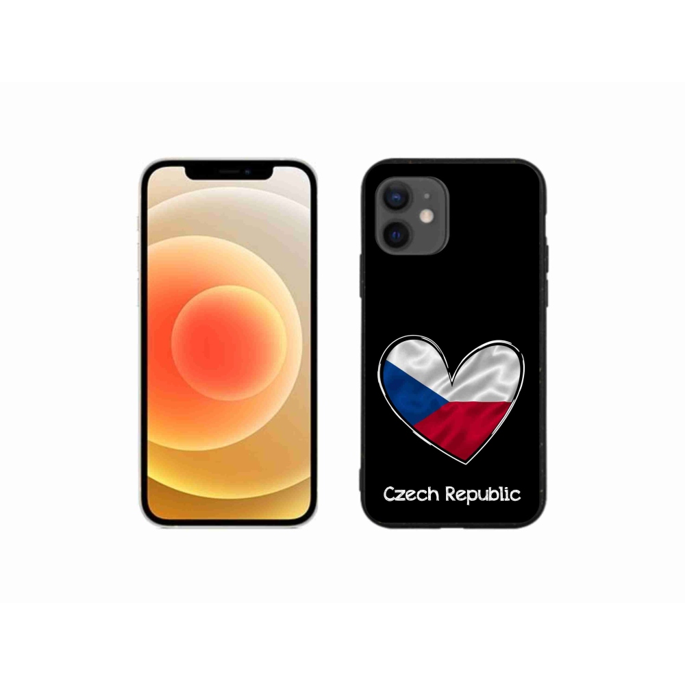Gelový kryt mmCase na iPhone 12 mini - vlajka srdce černé pozadí