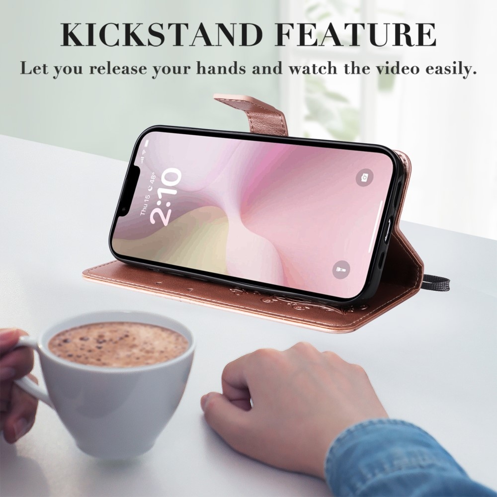 Big Butterfly knížkové pouzdro na iPhone 16e - růžovozlaté