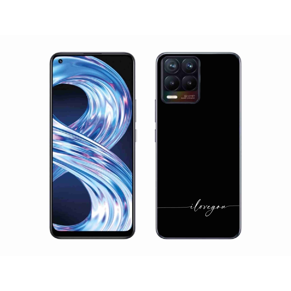 Gelový kryt mmCase na Realme 8 Pro - I love you černé pozadí