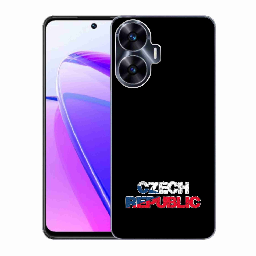 Gelový kryt mmCase na Realme C55 - Czech Republic černé pozadí