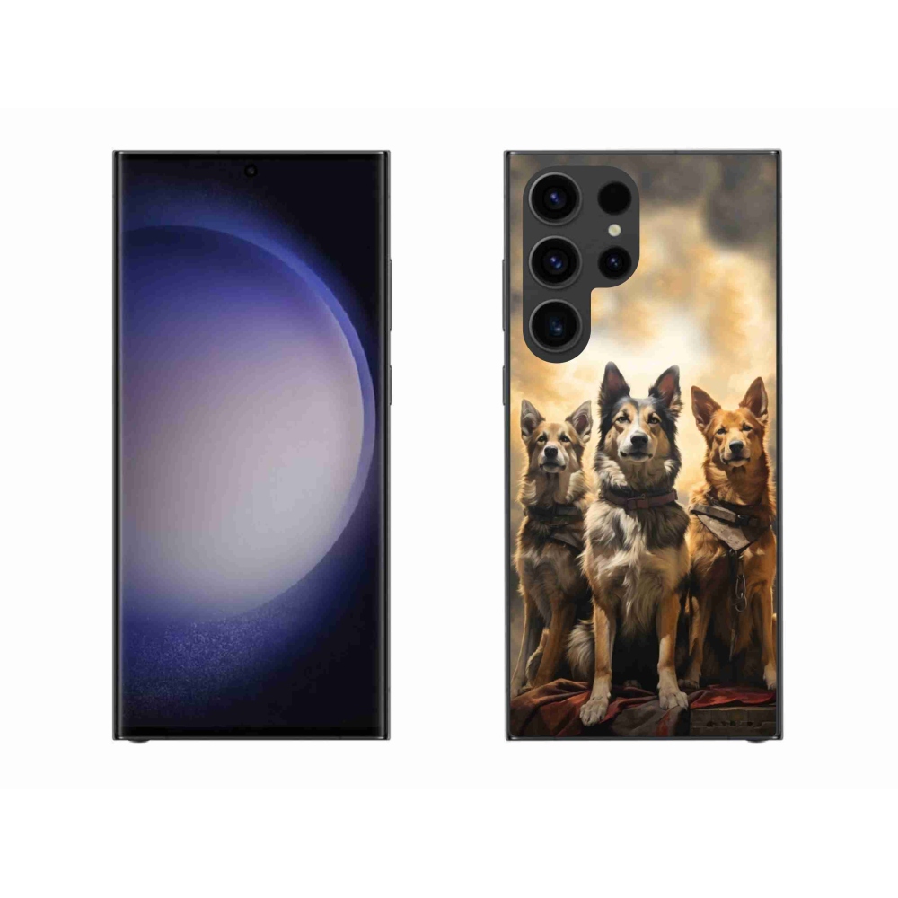Gelový kryt mmCase na Samsung Galaxy S23 Ultra 5G - tři psi